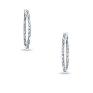 CTW. Diamond Inside Out Hoop Earrings in Sterling Silver   Zales