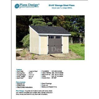 8' x 10' Deluxe Shed Plans, Lean To Roof Style Design # D0810L, Material List and Step By Step Included   Woodworking Project Plans  
