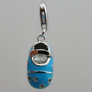 Silver & Blue Enamel Baby Shoe Charm/to Hook on Any Charm Bracelet: Jewelry