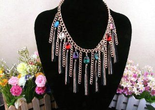 Fashion Tassel Colorful Gemstones Party Collar Necklace,with Tanboo Card and Annagle Necklace: Jewelry