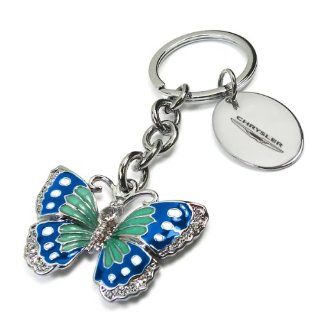 Chrysler Butterfly Key Chain with Crystals (Turquoise & Light Aqua): Automotive