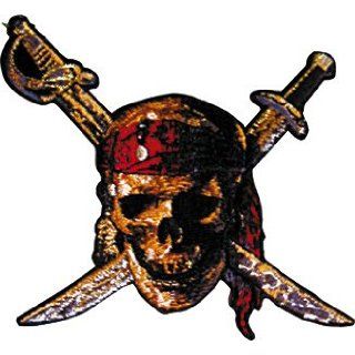 Pirates Of The Caribbean Skull & Sword Embroidered Iron On Disney Movie Patch DS 15: Novelty Baseball Caps: Clothing
