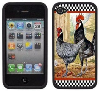 Chicken Rooster Vintage Handmade iPhone 4 4S Black Hard Plastic Case Cell Phones & Accessories