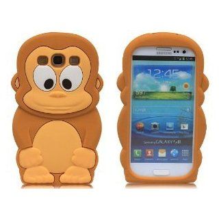 HJX i9300 S3 Brown 3D Cartoon Black Monkey Soft Silicone Skin Case Cover for Samsung i9300 Galaxy S3 III + Gift 1pcs Insect Mosquito Repellent Wrist Bands bracelet: Cell Phones & Accessories
