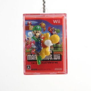 New Super Mario Bros Wii Spring Shadow Box 1.75" Keychain   Luigi on Yellow Yoshi: Toys & Games