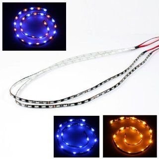 2 x Universal 60cm Switchable Dual Color 60 SMD Blue/Yellow LED Strip for Headlights Fog Lights Bumper Tail Lights: Automotive