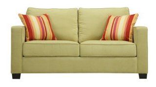 Handy Living MAD1 S11 AAA62 Madison Kiwi Green Microfiber Sofa with Mardi Gras Gold Striped Pillows  
