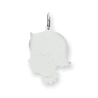 Sterling Silver Engraveable Girl Disc Charm: Jewelry