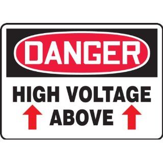 Accuform Signs MTMP106 Plastic Specialty SignPad, Legend "DANGER HIGH VOLTAGE ABOVE", 10" Width x 14" Length x 10 mil Thickness, Black/Red on White (25 per Pad): Industrial Warning Signs: Industrial & Scientific