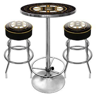 Trademark Global Boston Bruins Gameroom Combo with 2 Bar Stools and Table : Home Bar And Bar Stool Sets : Sports & Outdoors