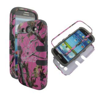 Pink Realtree Girls Hunt Too Grey Silicon Camo Camoflauge Samsung Galaxy S Iii/s3 Gt i9300 Hybrid Strong Full Defender 2 in 1 Hard Protector Cover Case Samsung Galaxy S III S3 (At&t, T mobile, Sprint, Verizon, Us Cellular) Cell Phones & Accessorie