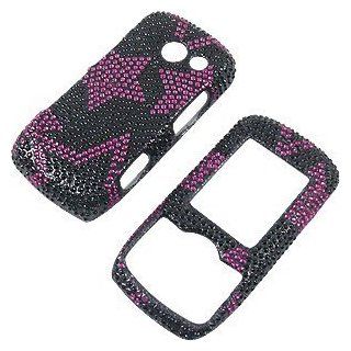 Rhinestones Shield Protector Case for LG Lyric MT375, Pink Stars Black Full Diamond: Cell Phones & Accessories