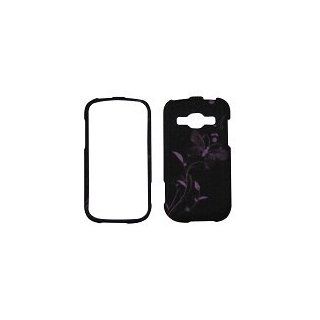 Samsung Galaxy Ring M840 / Galaxy Prevail 2 Boost/virgin Faceplate Hard Case cover Protector snap on hard rubberized CAMOUFLAGE BLACK PURPLE BUTTERFLY: Cell Phones & Accessories