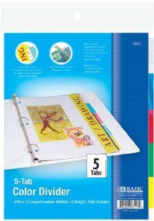 BAZIC 3 Ring Binder Dividers with 5 Insertable Color Tabs : Binder Index Dividers : Office Products