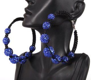 2 Pairs of Blue Basketball Wives Poparazzi Earrings with Shamballas Lady Gaga Paparazzi: Jewelry
