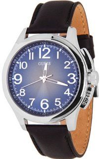 Guess Men's W80057G1 Black Leather Quartz Watch with Blue Dial Guess Watches