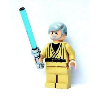 Lego Star Wars Mini Figure Obi Wan Kenobi (white pupils) with Lightsaber (Approximately 45mm / 1.8 Inches Tall): Toys & Games