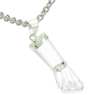 Brazilian Crystal Hand Figa Rock Quartz Evil Eye Protection Amulet Metallic Tone Italian Lucky Charm Pendant 18" Necklace: Best Amulets: Jewelry