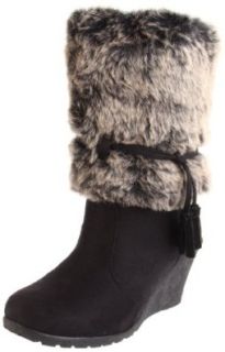 Dreams Women's Alaska Wedge Boot,Black,9 M US: Shoes