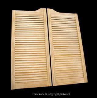 Pine Cafe Doors Louvered pre fit for 32" finished opening (24, 28, 29, 30, 31, 34, 35 and 36" sizes also available) : ProLamen Anti Warp : Saloon Western Swinging Style Wood Bar Door   Cafe Doors Emporium  