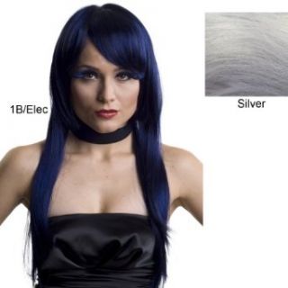 Mura Deluxe Long Cosplay Wig with Swept aside Bangs (Silver): Clothing