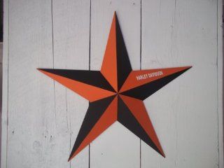 Dimensional Amish Handmade 16" Galvanized Barn Star Painted Black/orange with Harley Davidson on Wing . Decorating Your Country Home Has Never Been Easier! You Don't Have to Go Far to Find the Perfect Star. Add a Barnstar, or Two! To Your Home Dec