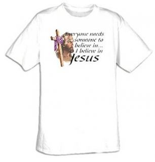 I Believe in Jesus Christian God Adult T shirt Tee Shirt: Clothing