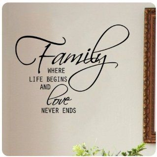 Family where life begins and love never ends Wall Decal Sticker Art Mural Home Dcor Quote  