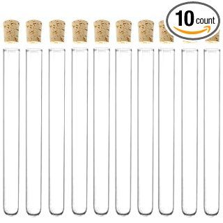 10 Pack   6 inch, 16x150mm Glass Test Tubes with Cork Stoppers: Science Lab Test Tubes: Industrial & Scientific