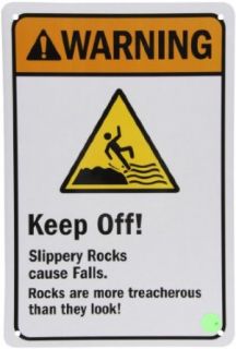 SmartSign 3M Engineer Grade Reflective Sign, Legend "Warning: Slippery Rocks Cause Falls", 18" high x 12" wide, Black/Orange/Yellow on White: Yard Signs: Industrial & Scientific
