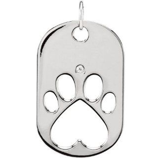 14K White Gold Our Cause for Paws Dog Tag Necklace or Pendant: Jewelry