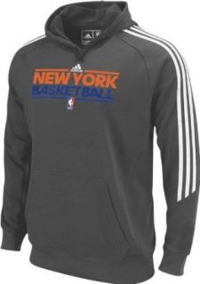 New York Knicks Adidas Grey Practice Hooded Sweatshirt: Clothing