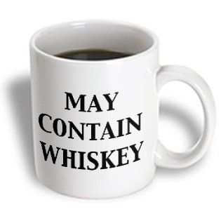 3dRose May Contain Whiskey Ceramic Mug, 11 Ounce: Kitchen & Dining