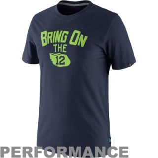 Nike Seattle Seahawks Instant Replay Tri Blend T Shirt   Navy Blue