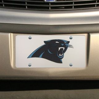 Carolina Panthers Silver Mirror Team Logo License Plate   Silver