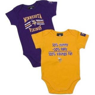 Gerber Minnesota Vikings Infant Gold Purple 100% Fan 2 Pack Onesies