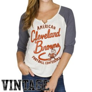Junk Food Cleveland Browns Ladies Rookie Raglan Tri Blend T Shirt   White/Charcoal