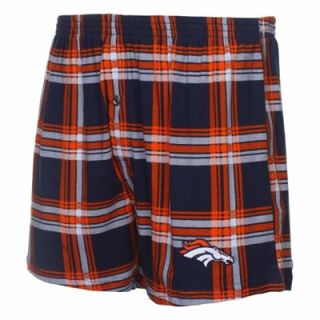 Denver Broncos Millennium Plaid Boxer Shorts   Navy Blue/Orange