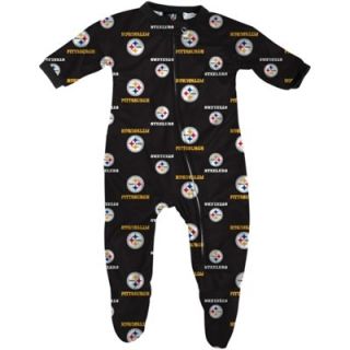 Pittsburgh Steelers Infant Piped Raglan Full Zip Coverall   Black