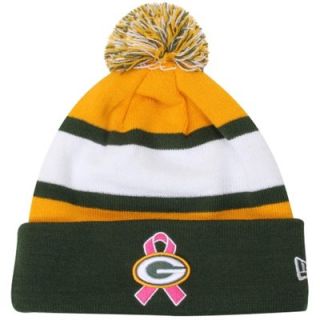 New Era Green Bay Packers Breast Cancer Awareness On Field Sport Knit Beanie   Green/Gold