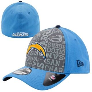 Mens New Era Light Blue San Diego Chargers 2014 NFL Draft 39THIRTY Reverse Flex Hat