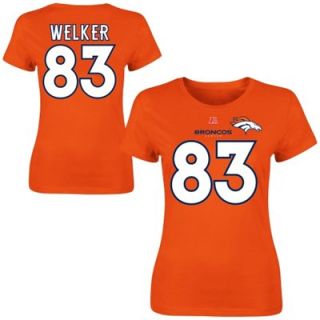 Wes Welker Denver Broncos Ladies Fair Catch White Letters T Shirt   Orange