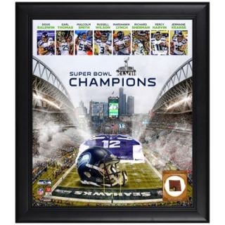 Seattle Seahawks 12th Fan Super Bowl XLVIII Champions Framed 15 x 17 Collage with Game Used Ball