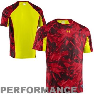 Under Armour NFL Shield Youth Shatter Fitted Performance T Shirt   Red/Yellow