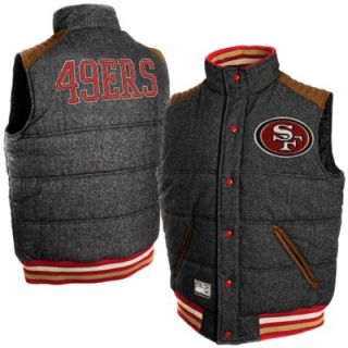 San Francisco 49ers Legacy Button Up Reversible Vest   Gray