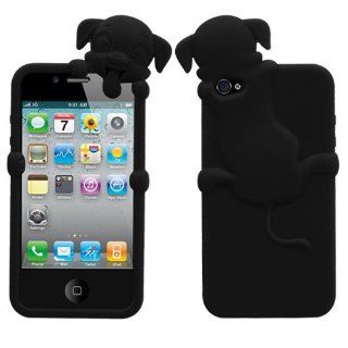 Soft Skin Case Fits Apple iPhone 4 4S Black Dog Peeking Pets Skin AT&T, Verizon (does NOT fit Apple iPhone or iPhone 3G/3GS or iPhone 5/5S/5C): Cell Phones & Accessories