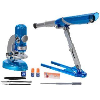 Edu Science Quick Switch Microscope and Portable Folding Telescope   Blue: Office Products