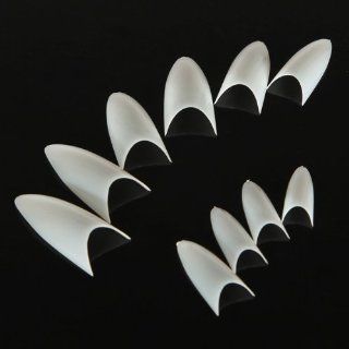 500pcs Milk White False Sharp Ending Stiletto Acrylic Nail Art Design Tips Salon : Nail Tips With Designs : Beauty