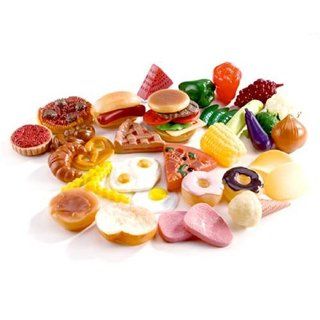 60pc Fun Pretend Play Little Food Set for the Children's Kitchen incl. Ice Cream, Vegetables, Hamburgers, Fruit, Pizza, Donuts, etc!: Toys & Games