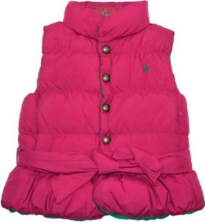 Ralph Lauren Toddler Girls Reversable Puffer Vest, Pink, 4T: Clothing
